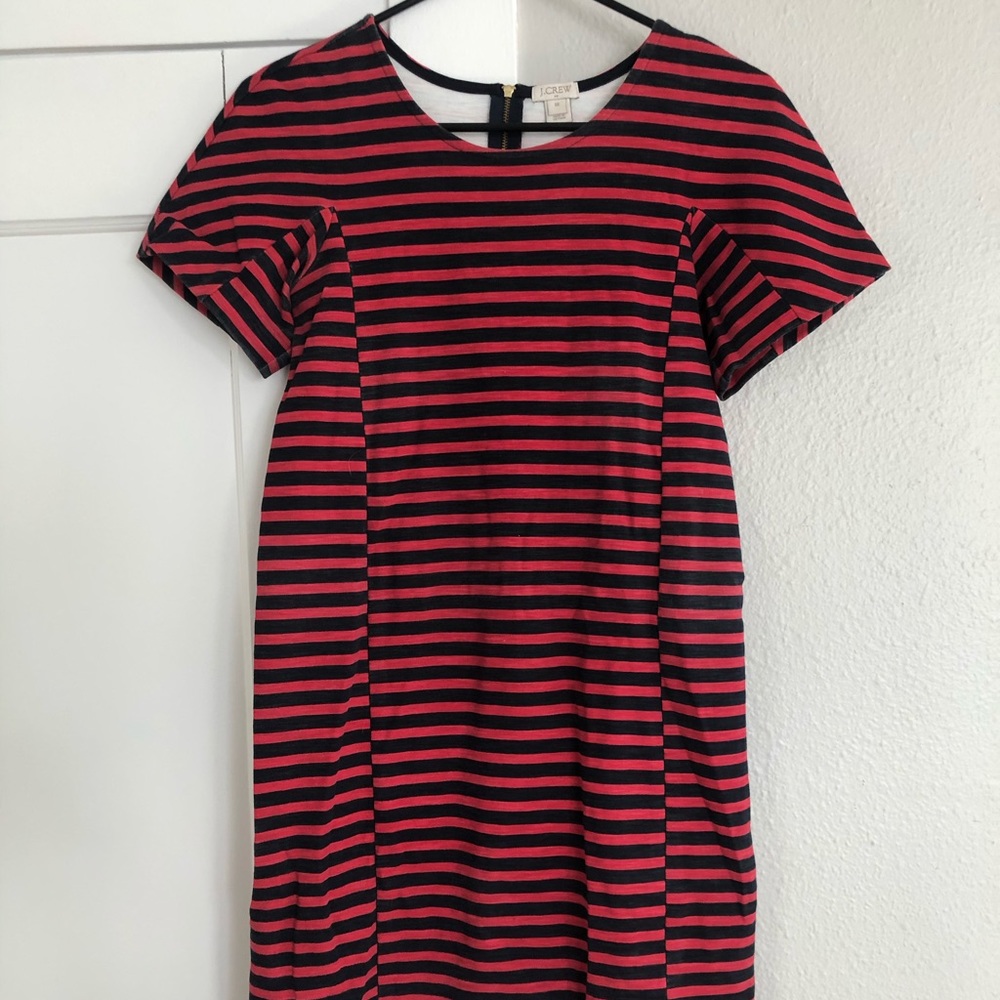 JCrew Navy and Red shift dress